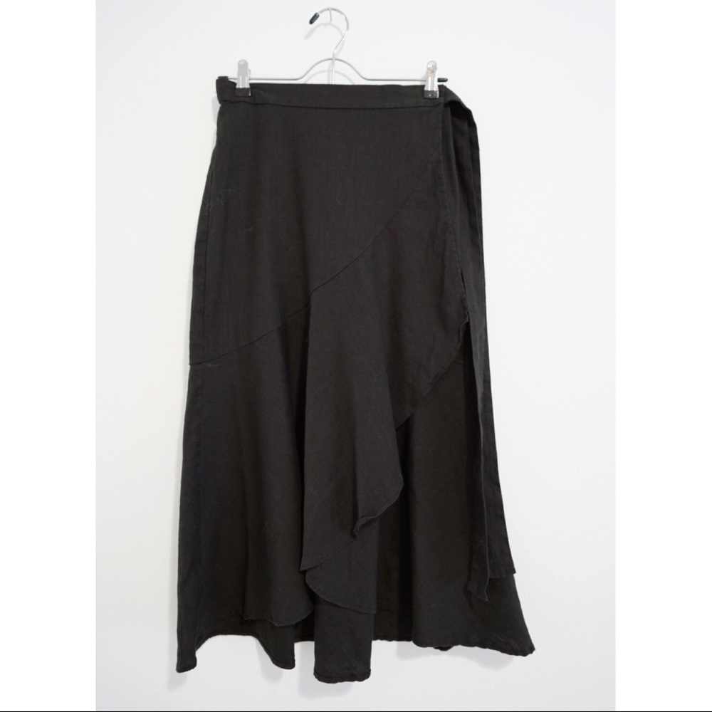 Cuyana Linen Ruffle Wrap Skirt, SM
